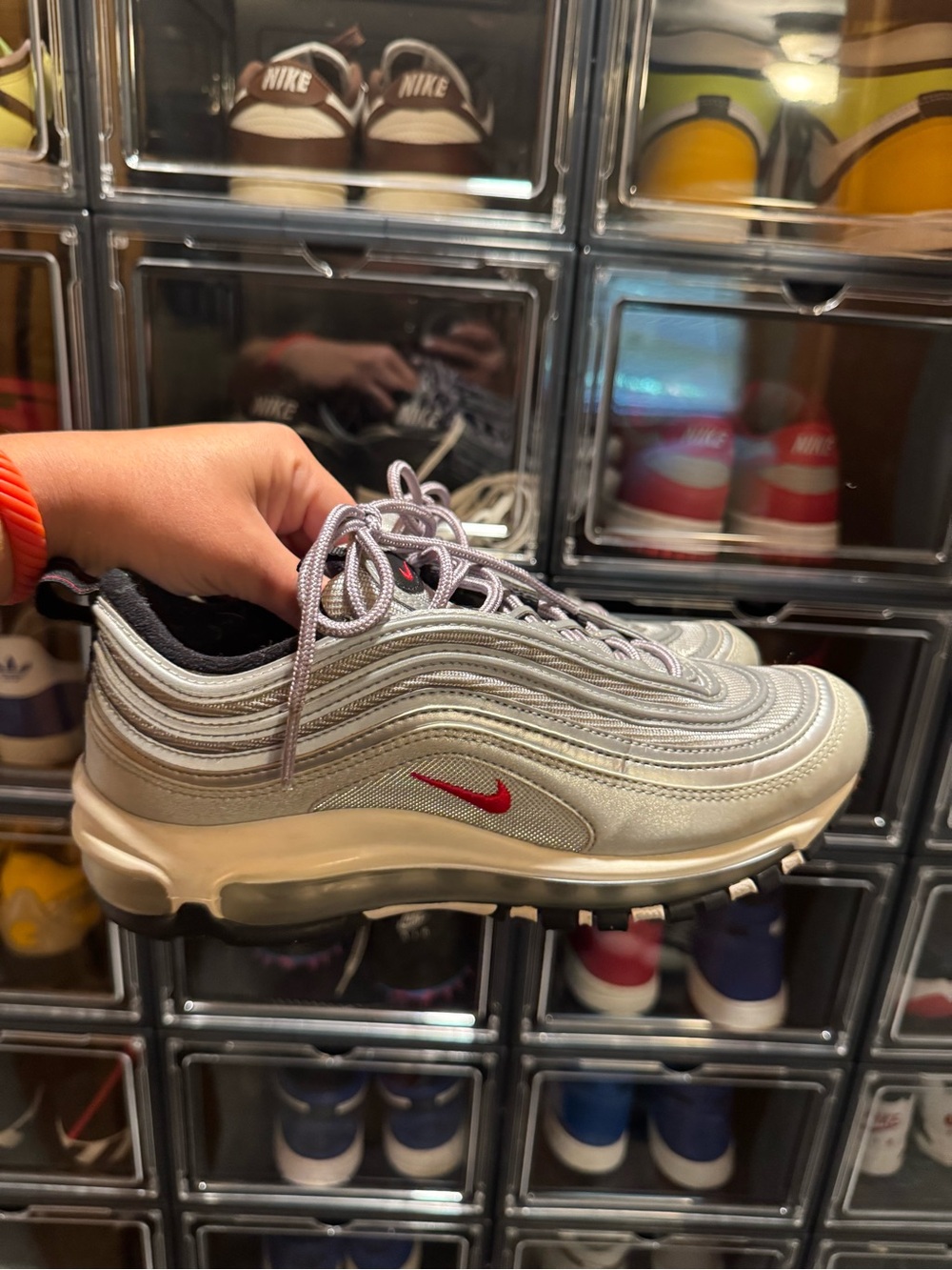 Nike Kids Silver and Red Air Max 97 Sneaker - Youth